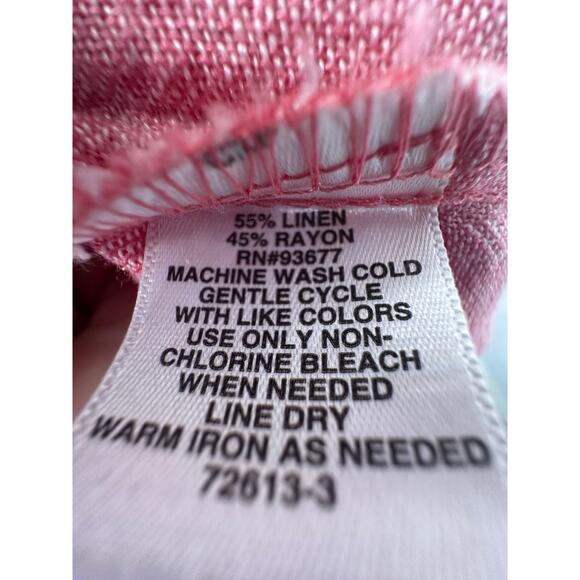 Liz Claiborne L Wide Leg LINEN Jumpsuit Slouchy One Piece Coveralls Elastic Pink - Picture 7 of 7